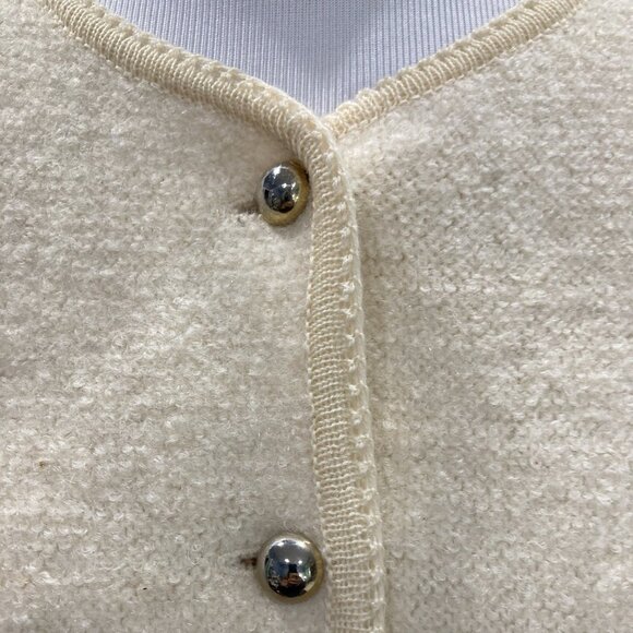 Vtg Tally Ho Cardigan Sweater Jacket Womens 8 Off-White Gold Secretary Old Money - Picture 4 of 14